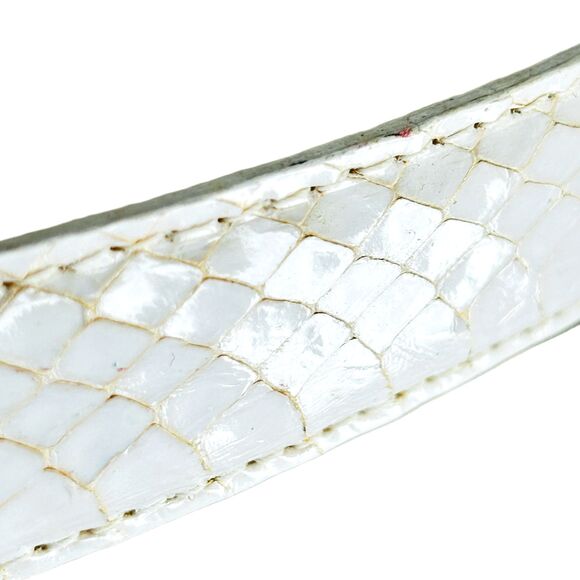 Gorgeous White Genuine Snakeskin Leather Belt Womens Size XL Snake Skin NEW - Picture 4 of 7